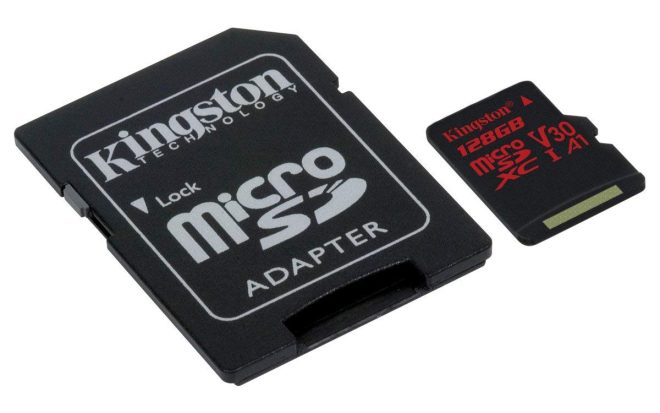KINGSTON  Canvas React: MicroSD 128GB , 100MB/s read and 70MB/s write with SD adapter  SDCR – 128GB