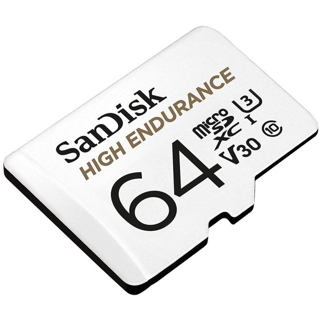 SANDISK HIGH ENDURANCE MICROSDHC CARD SQQNR UHS-I C10 U3 V30 100MB/S R 40MB/S W SD ADAPTOR SDSQQNR–GN6IA – 64GB