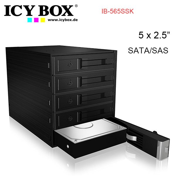 ICY BOX Backplane for 5x 3.5″ SATA or SAS HDD in 3x 5.25″ bay (IB-565SSK)