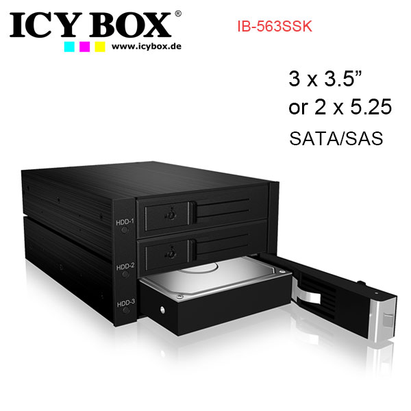 ICY BOX IB-563SSK Backplane for 3x 3.5″ SATA or SAS HDD in 2x 5.25″ bay