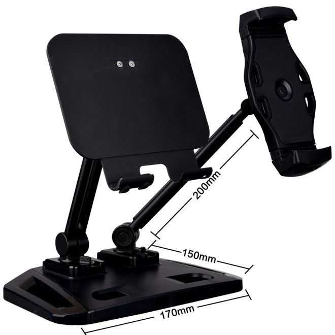 Universal and Adjustable Double Arm Stand Holder – White