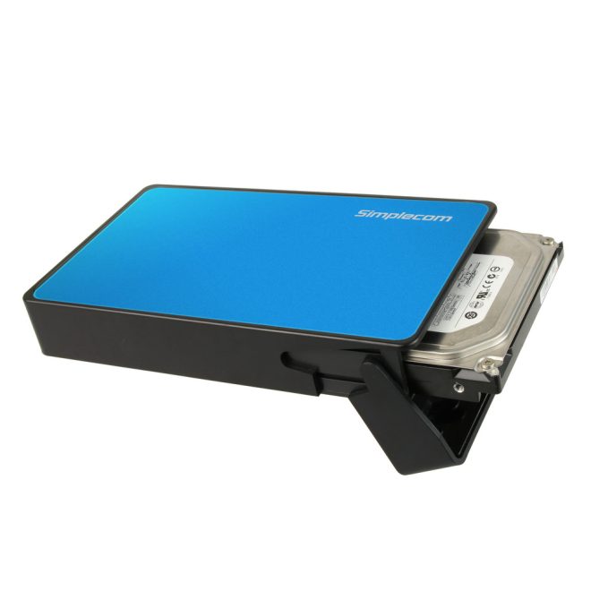 Simplecom SE325 Tool Free 3.5″ SATA HDD to USB 3.0 Hard Drive Enclosure – Blue