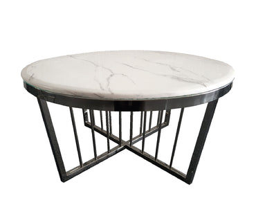 Serena Coffee Table – Marble – 95cm Black