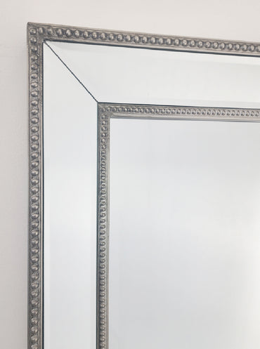 Beaded Framed Mirror – 190×100 cm, Silver