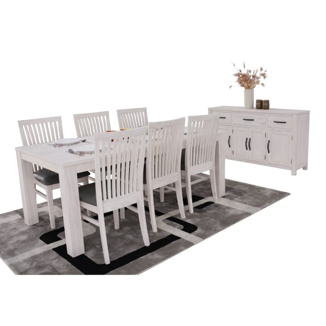 Foxglove PU Seat Dining Chair Set of 2 Solid Ash Wood Dining Furniture – White