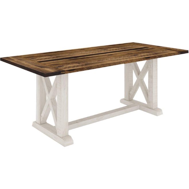 Erica Dining Table Solid Acacia Timber Wood Hampton Furniture Brown White – 200x100x77 cm