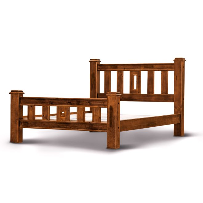 Umber Bed Frame Mattress Base Solid Pine Timber Wood – Dark Brown – QUEEN