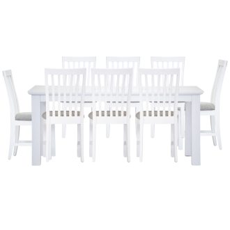 Laelia Dining Table Chair Acacia Wood Coastal Furniture – White
