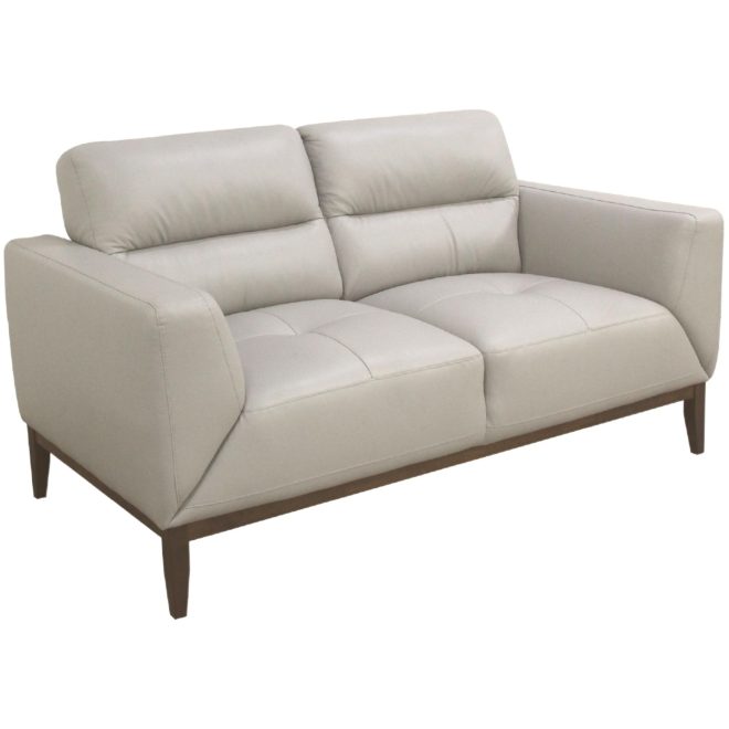 Downy  Genuine Leather Sofa Upholstered Lounge Couch – Silver, 2 Seater