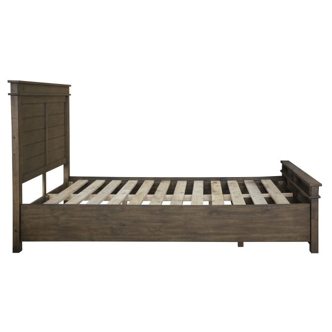 Lily Bed Frame Timber Mattress Base With Storage Drawers -Rustic Grey – QUEEN