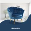 Bloomer Velvet Fabric Accent Sofa Love Chair – Blue, 1 x Sofa Chair