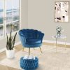 Bloomer Velvet Fabric Accent Sofa Love Chair – Blue, 1 x Sofa Chair