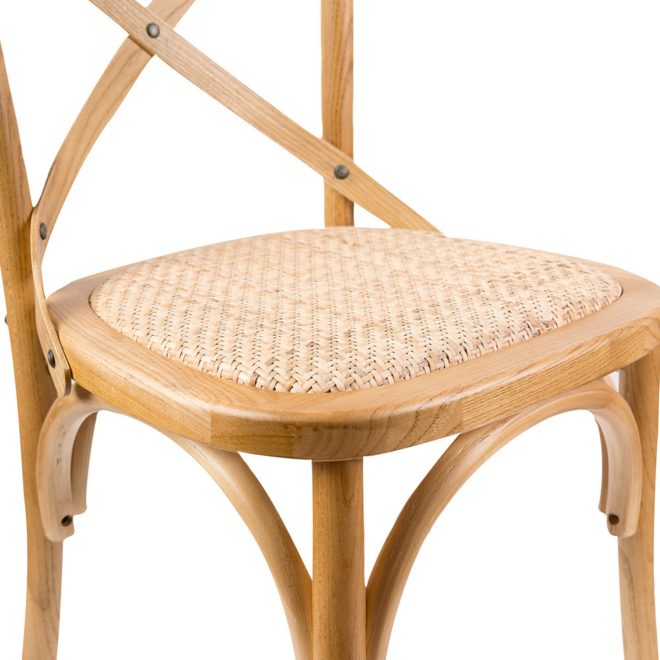 Aster Crossback Dining Chair Solid Birch Timber Wood Ratan Seat