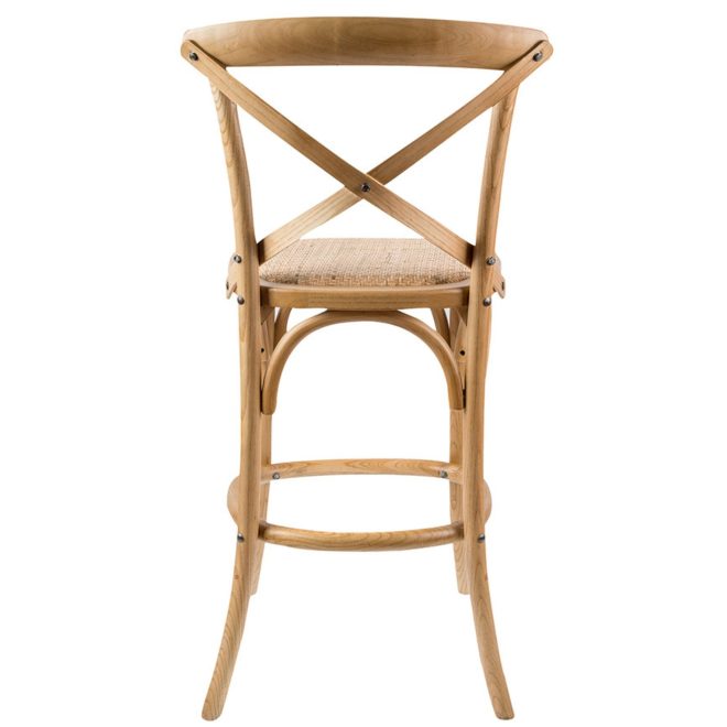 Aster Crossback Bar Stools Dining Chair Solid Birch Timber Rattan Seat