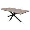 Lantana 7pc Dining Table 6 Black Chair Set Live Edge Acacia Wood – 210x105x76 cm, X-Back