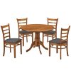 Linaria Dining Set 106cm Round Pedestral Table 4 Fabric Seat Chair – Walnut – 5