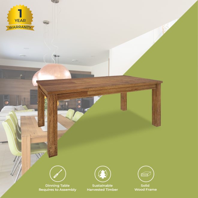 Birdsville Dining Table Solid Mt Ash Wood Home Dinner Furniture – Brown – 190x100x76 cm
