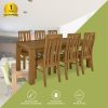 Birdsville Dining Set Table Chair Solid Mt Ash Wood Timber – Brown – 7