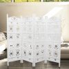 Iron Jali 4 Panel Room Divider Screen Privacy Shoji Timber Wood Stand – White