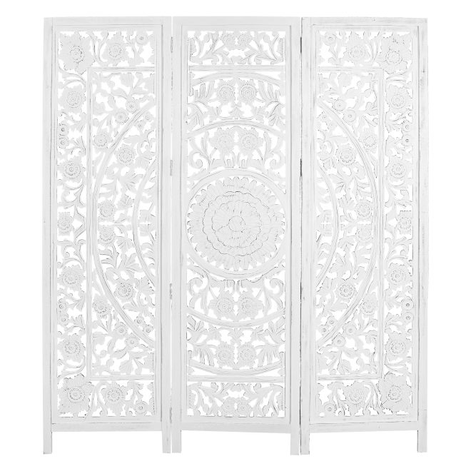 Jans 3 Panel Room Divider Screen Privacy Shoji Timber Wood Stand – White