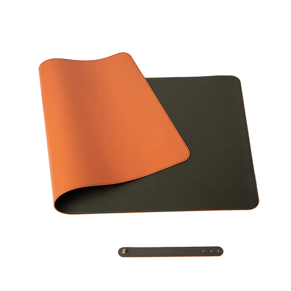 Dual Side Office Desk Pad Waterproof PU Leather Computer Mouse Pad – 120×60 cm, Orange