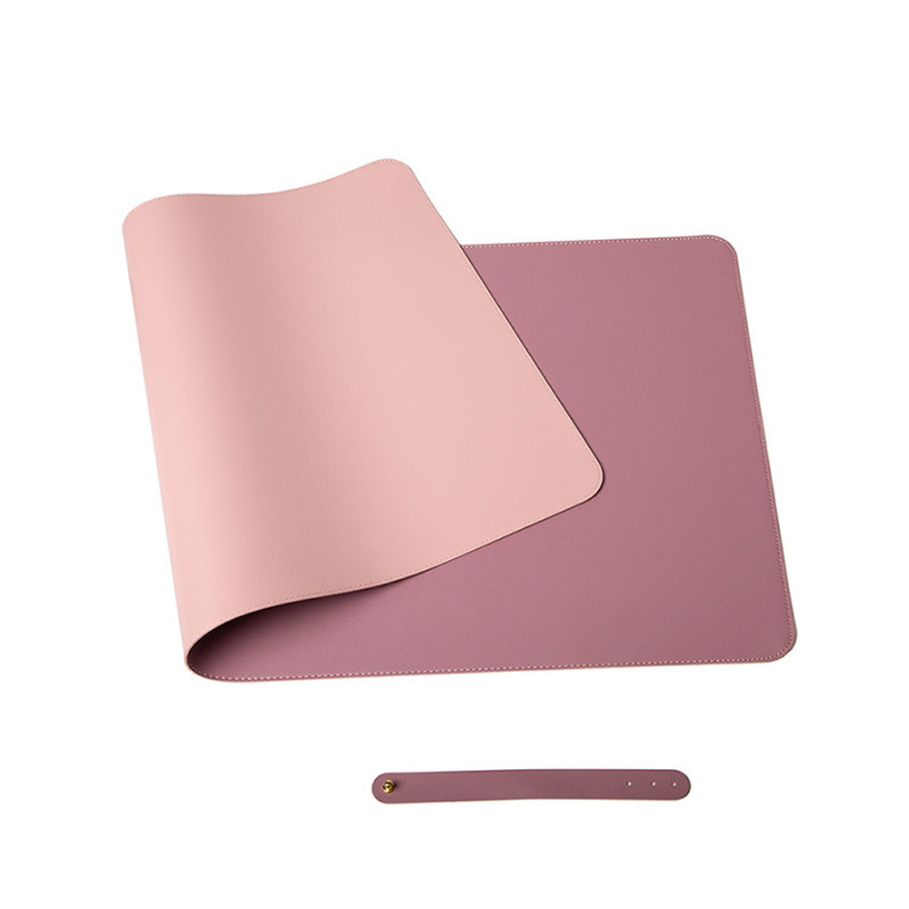 Dual Side Office Desk Pad Waterproof PU Leather Computer Mouse Pad – 90×45 cm, Pink