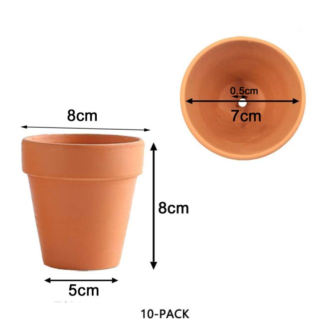 Flower Pot Pots Clay Ceramic Plant Drain Hole Succulent Cactus Nursery Planter – 10×8 cm