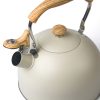 2.5 Liter Tea Whistling Kettle Stainless Steel Modern Whistling Tea Pot for Stovetop – Cream