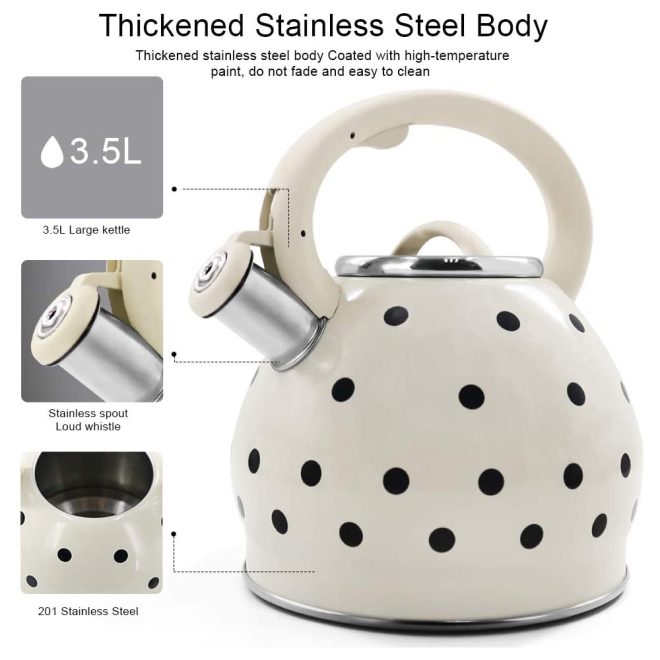 3.5 Liter Tea Whistling Kettle Stainless Steel Modern Whistling Tea Pot for Stovetop