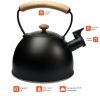 3 Liter Tea Whistling Kettle Stainless Steel Modern Whistling Tea Pot for Stovetop – Black