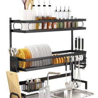 3 tier Over Single Sink Dish Drying Rack Drainer Kitchen Cutlery Holder Storage Organizer