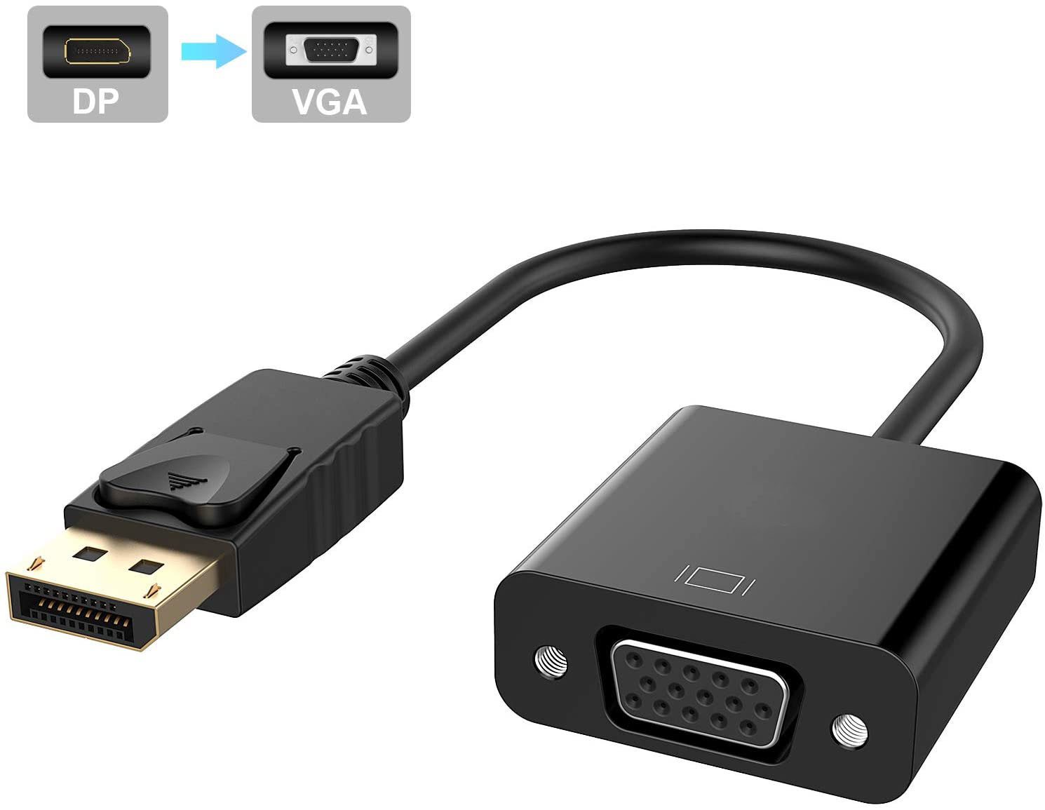 DisplayPort Male to VGA Female Gold-Plated DP Display Port to VGA Adapter