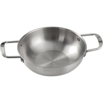 26cm Seafood Paella Pan with Riveted Chrome Plated Handles Dishwasher Safe