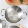 26cm Seafood Paella Pan with Riveted Chrome Plated Handles Dishwasher Safe – Silver