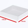 10 Pack of 10cm Square Invitation Coaster Favor Function product Presentation Cookie Biscuit Patisserie Gift Box – White Card with Clear Sl – 10x10x2 cm