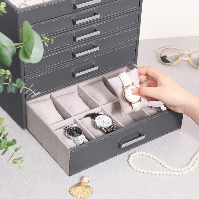 Jewellery Box with 6 Layers and 5 Drawers