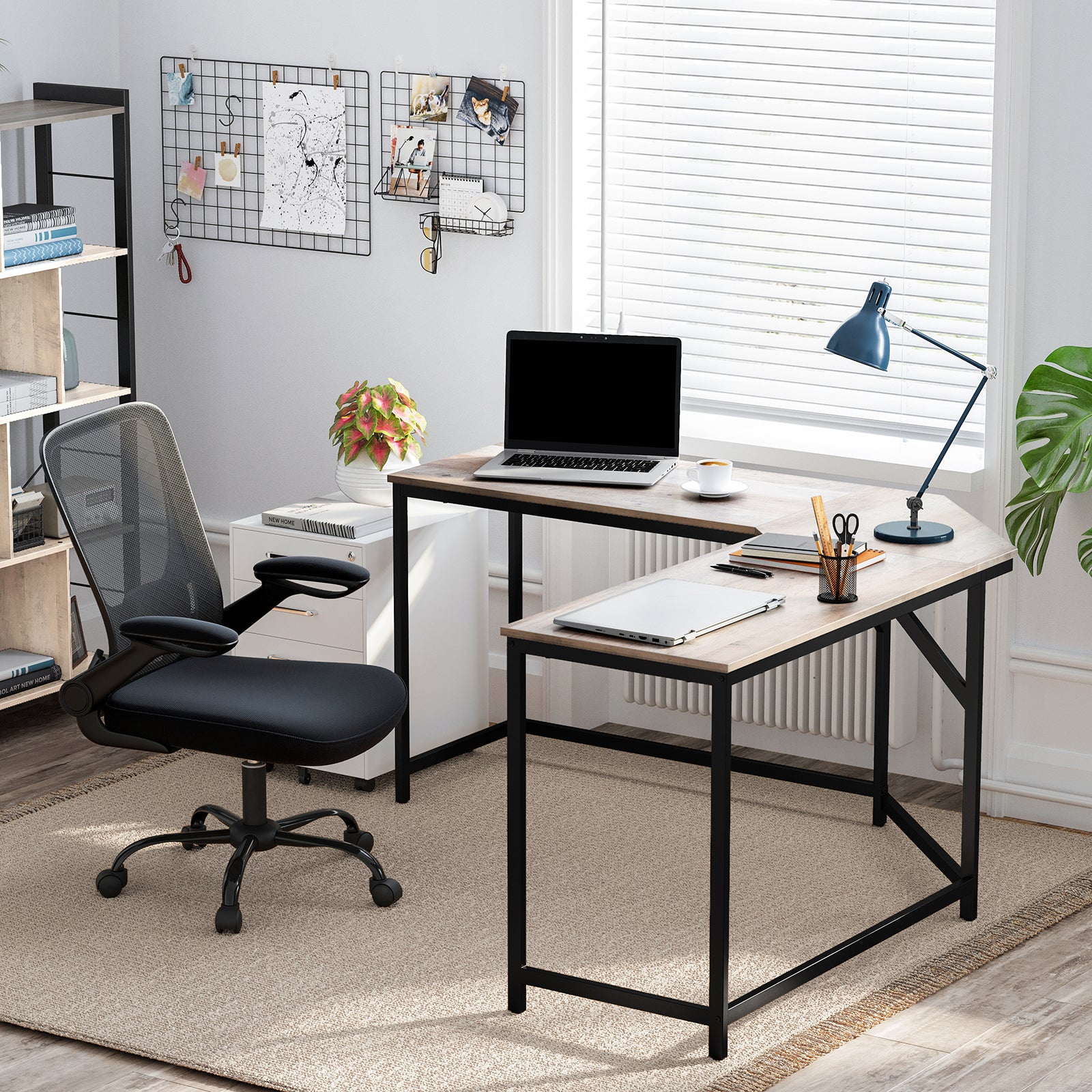 L-Shaped Computer Desk, Corner Desk for Study, Home Office, Gaming 149D x 149W x 75H cm