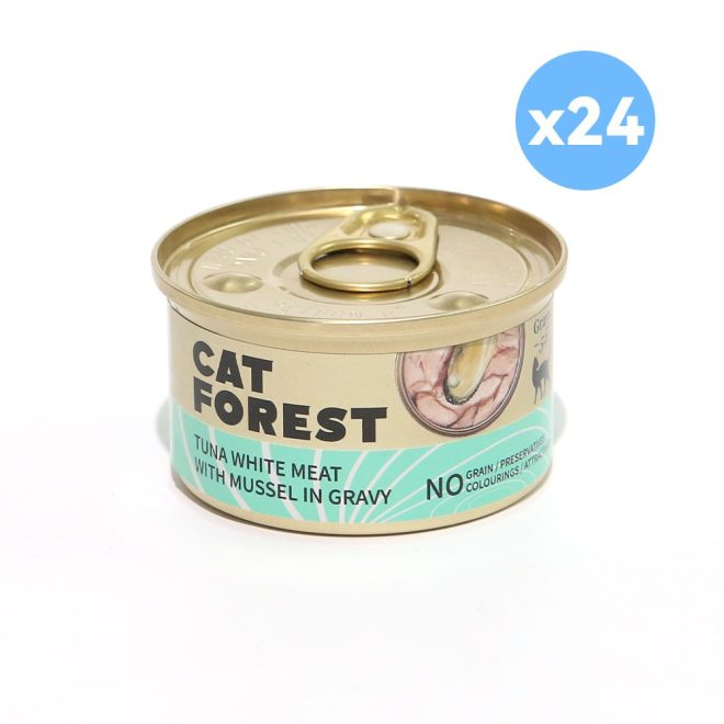 Premium Tuna White Meat With Mussel In Gravy Cat Canned Food 85G X 24