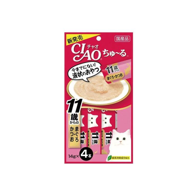 Churu Puree Cat Wet Treat- Tuna With Collagen For Aged Cats- 14G X 4 SC-74 X6