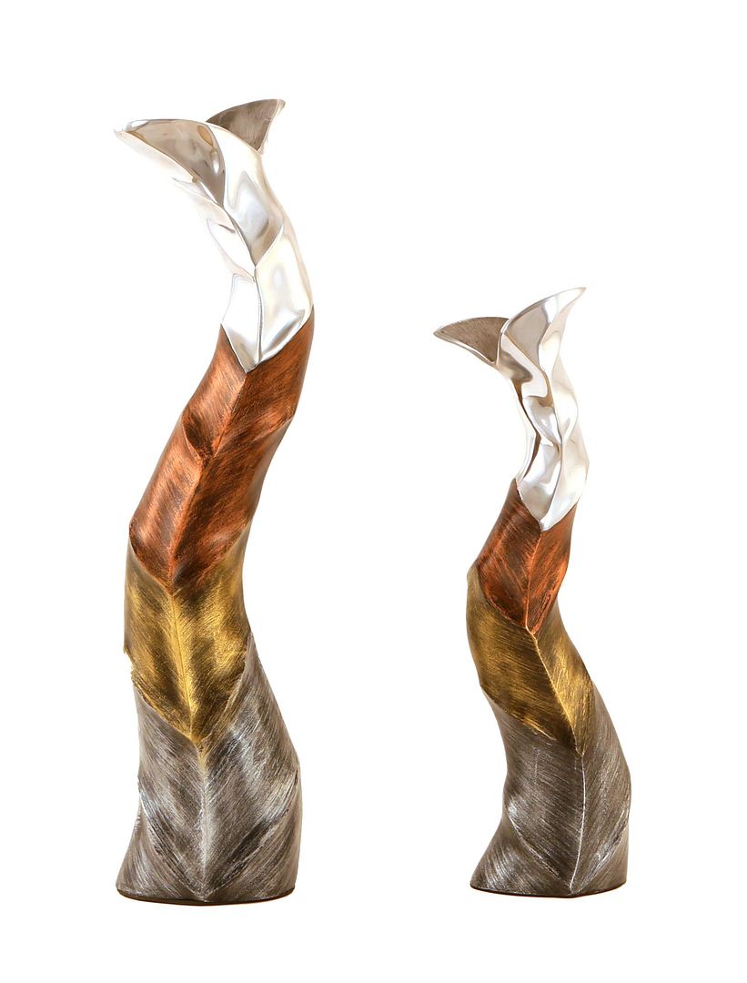Tall Slim Hand-Painted Aluminium Decorative Flower Vases – Set of 2