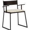 Black Metal Dining Chairs with Upholstered Seat – Set of 2