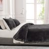 2 in 1 Teddy Sherpa  Quilt Cover Set and Blanket – DOUBLE, Charcoal