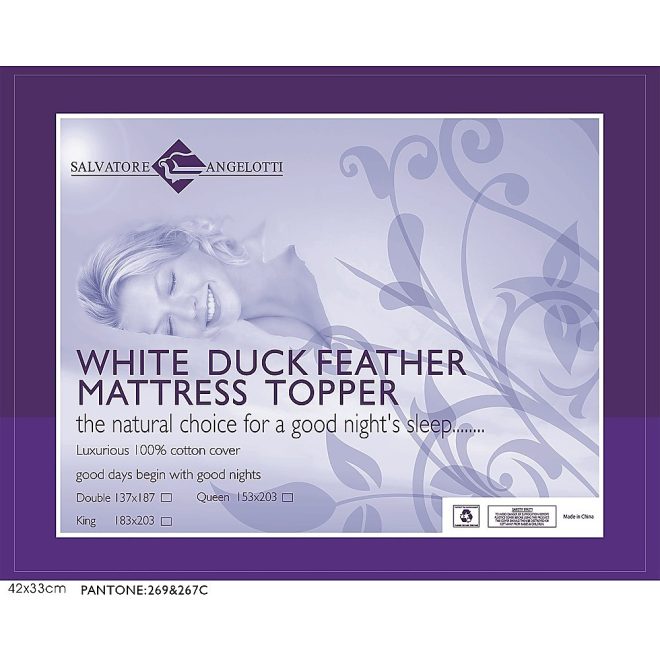 Mattress Topper – 100% Duck Feather – DOUBLE