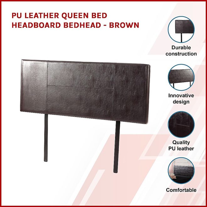 PU Leather Headboard Bedhead – QUEEN, Brown
