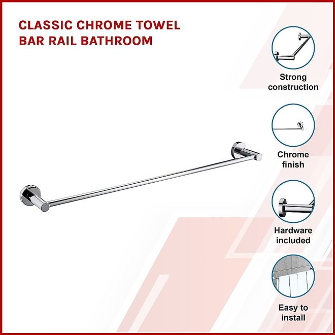 Classic Chrome Towel Bar Rail Bathroom – Round