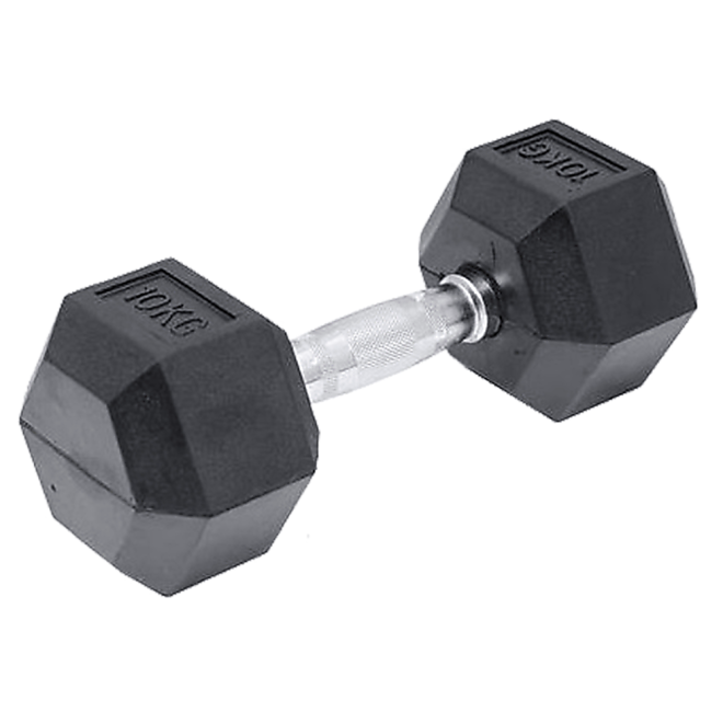 Commercial Rubber Hex Dumbbell Gym Weight – 10 KG