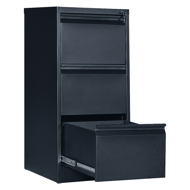 Drawer Shelf Office Gym Filing Storage Locker Cabinet – Black, 3-Drawer