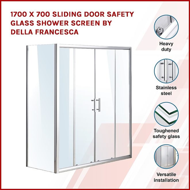 Sliding Door Safety Glass Shower Screen By Della Francesca – 1700 x 700 mm