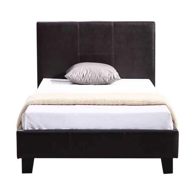 PU Leather Bed Frame – SINGLE, Brown