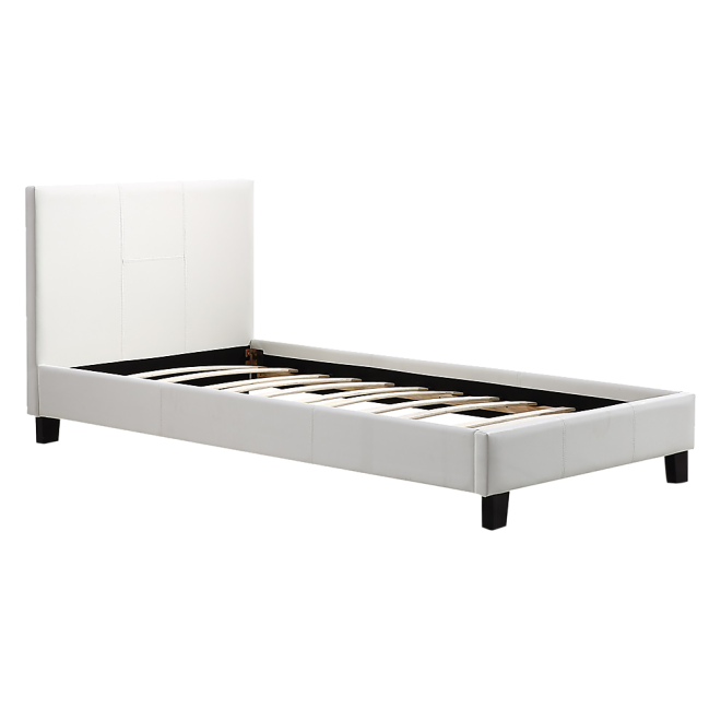 PU Leather Bed Frame – SINGLE, White